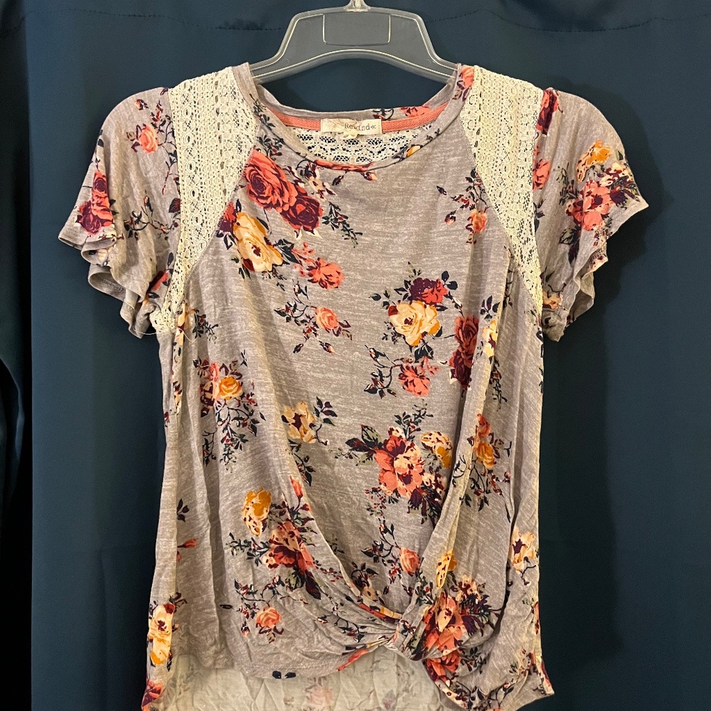 Floral Lace Shortsleve dress shirt